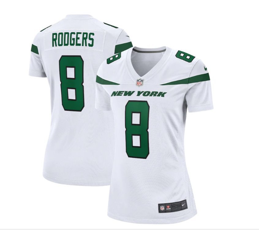 Women's #8 Aaron Rodgers New York Jets White Game Jersey