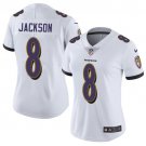 Women's #8 Lamar Jackson Baltimore Ravens Color Rush Limited White Jersey