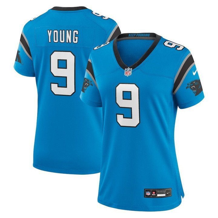 Women's #9 Bryce Young Carolina Panthers Blue Stitched Jersey