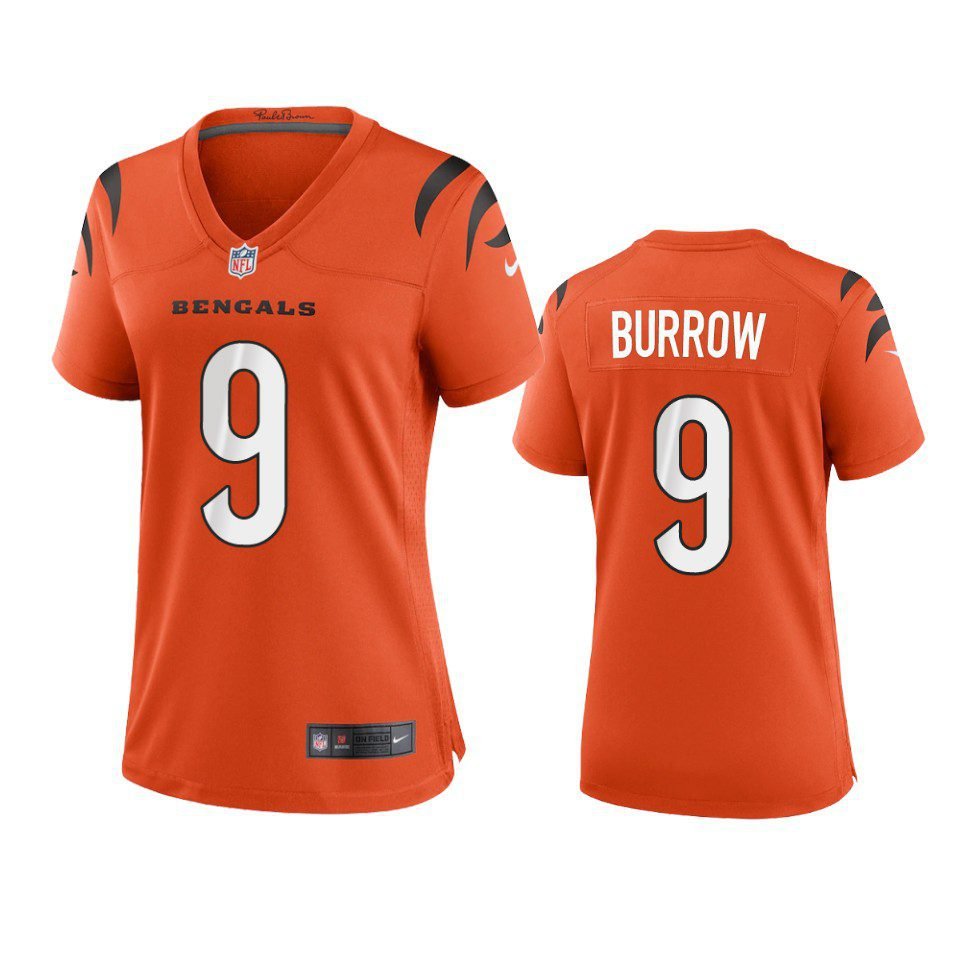 Women's #9 Joe Burrow Cincinnati Bengals Orange Jersey