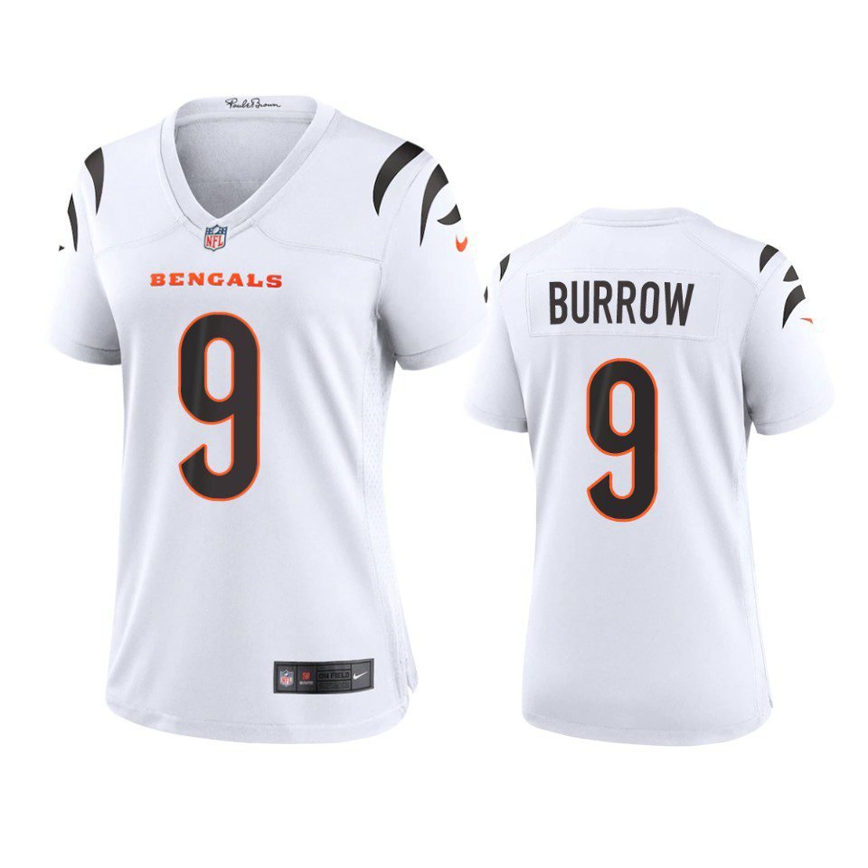 Women's #9 Joe Burrow Cincinnati Bengals White Jersey