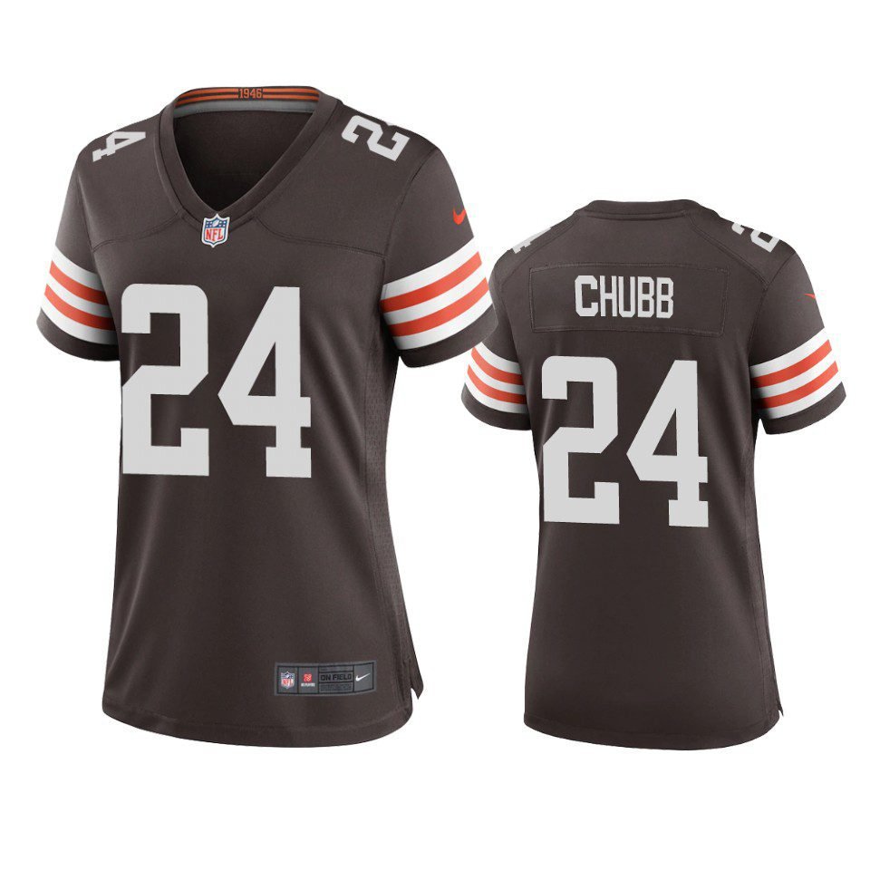 Women's #24 Nick Chubb Cleveland Browns Brown Jersey
