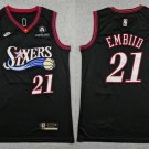 76ers #21 Joel Embiid Nike Black Hardwood Classics Swingman Jersey