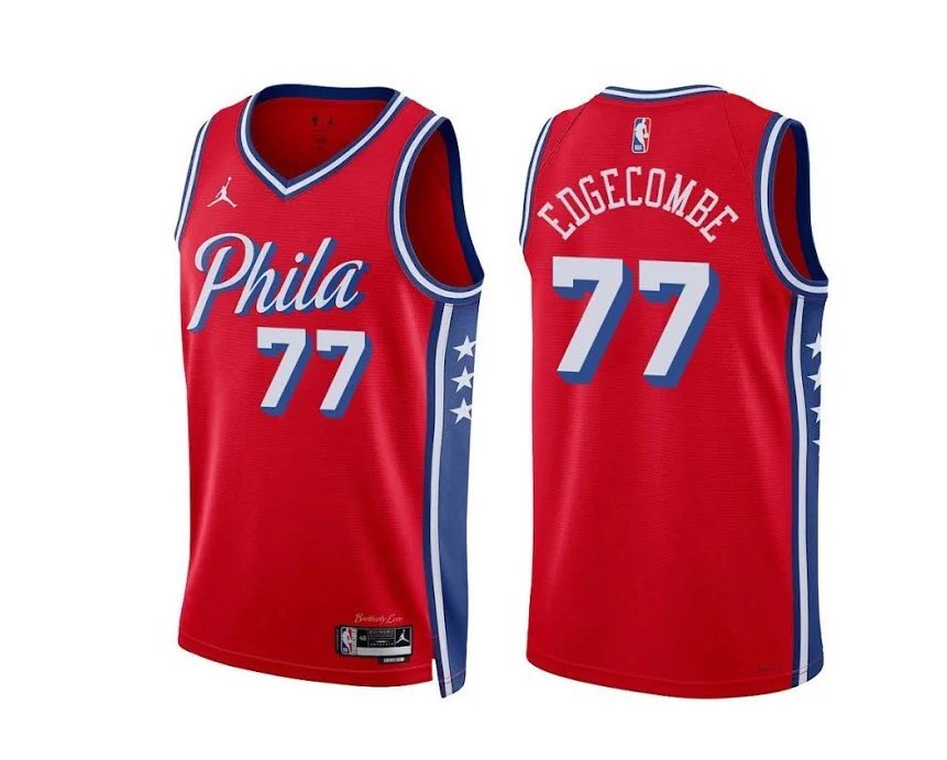 76ers #77 VJ Edgecombe Statement Swingman Jersey Red
