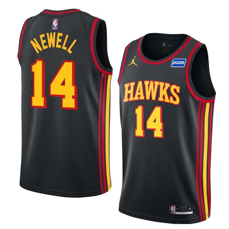 Asa Newell #14 Atlanta Hawks Statement Edition Fan Support Team Jersey &acirc;�� Black