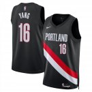 Blazers #16 Yang Hansen Black Icon Edition Stitched Basketball Jersey