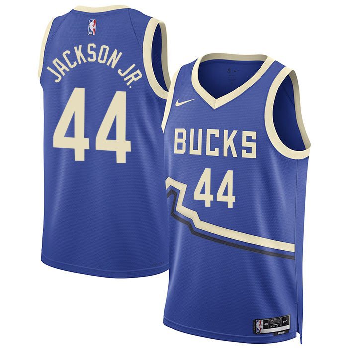 Bucks #44 Andre Jackson Jr. Blue 2025 City Edition Swingman Stitched Jersey