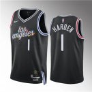 Clippers #1 James Harden City Stitched Jersey Navy Black 2024