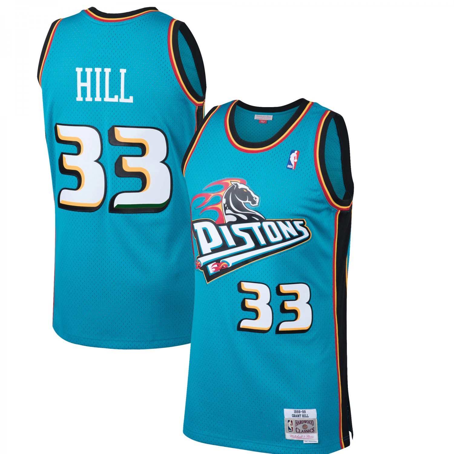 Grant Hill Detroit Pistons Mitchell & Ness 1998-99 Hardwood Classics Swingman Jersey Teal