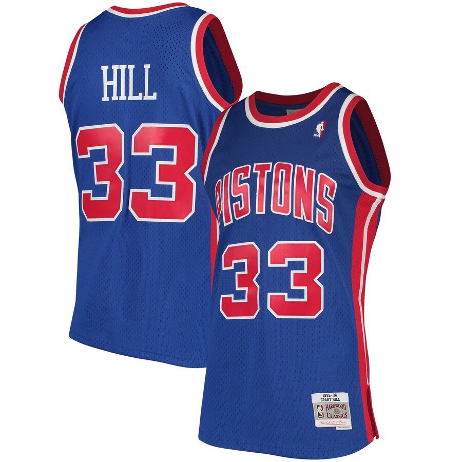 Grant Hill Pistons Mitchell & Ness 1995-96 Hardwood Classics Swingman Jersey Blue
