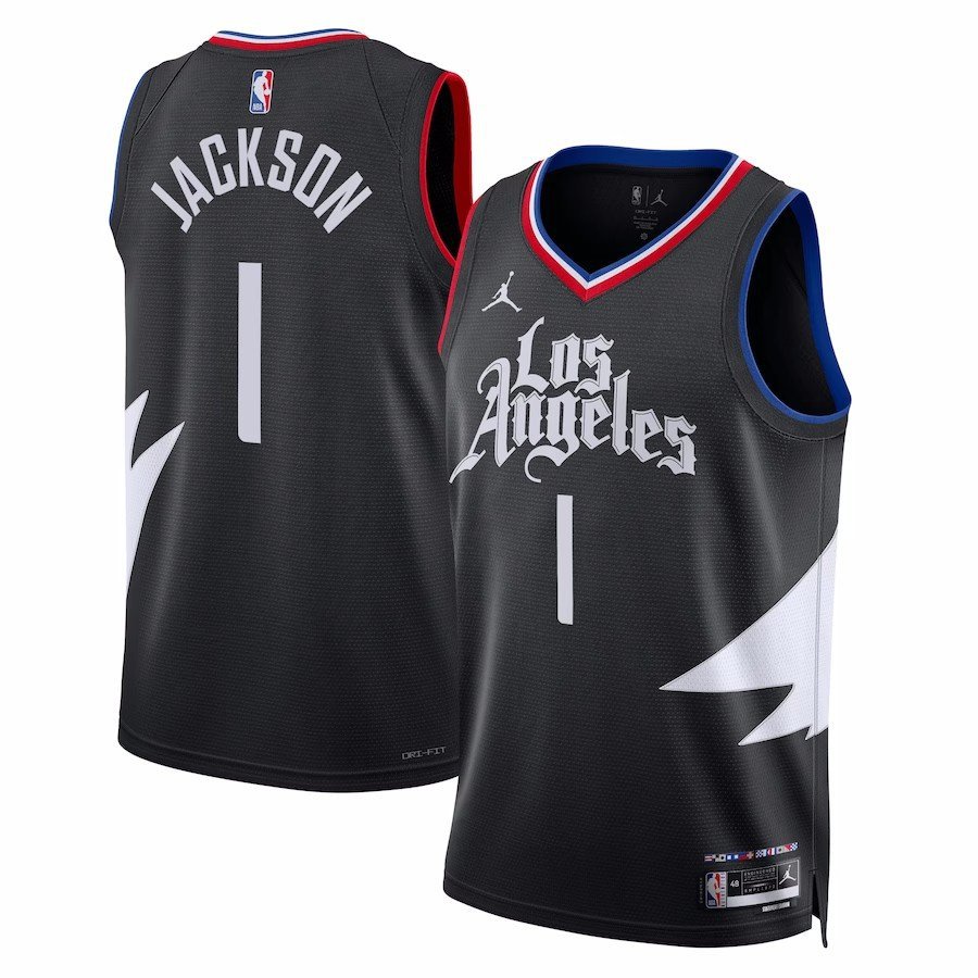 Men & Youth #1 Reggie Jackson Los Angeles Clippers Statement Edition Black Jersey