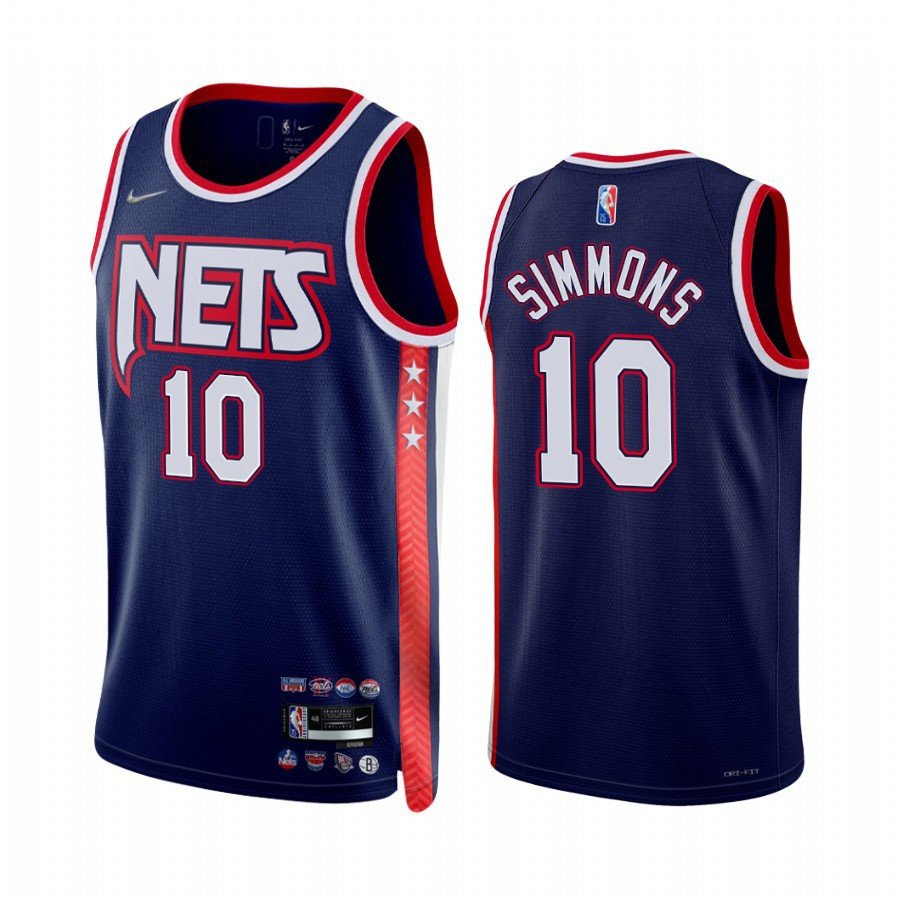 Men & Youth #10 Ben Simmons Brooklyn Nets 75th Diamond Badge 2022-23 City Edition Navy Jersey