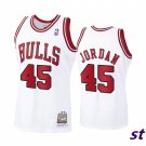 Men Chicago Bulls #45 Michael Jordan White Hardwood Classics Jersey