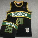 Men's #20 Gary Payton Sonics Supersonics Throwback Edition Black Jersey