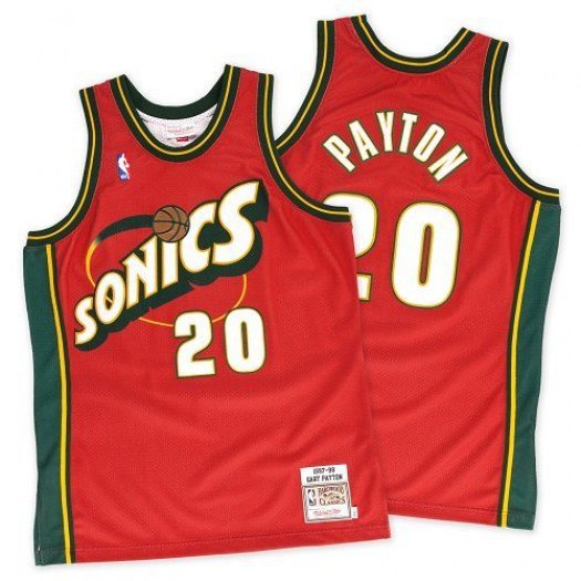 Men's #20 Gary Payton Sonics Supersonics Throwback Edition Red Jersey