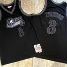 Men's 76ers Allen Iverson AU Black Jersey Throwback Fine Embroidery__740