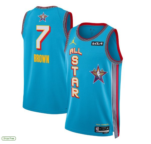 Men's 2025 All-Star #7 Jaylen Brown Light Blue Stitched Basketball Jersey