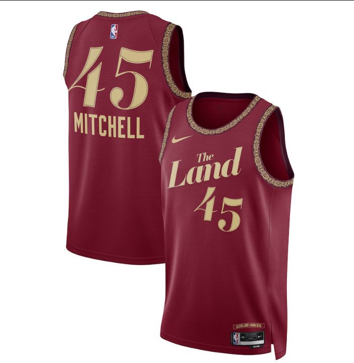 Men's Cavaliers Donovan Mitchell Wine Red 2023-24 Jersey City Edition