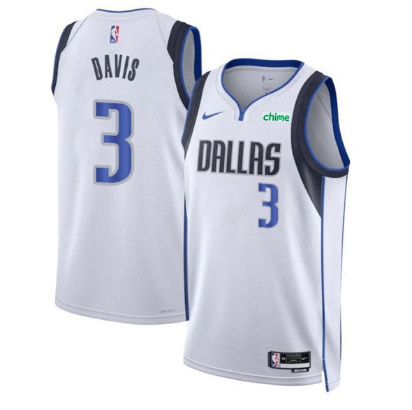 Men's Dallas Mavericks #3 Anthony Davis White Association Edition Stitched Basketball Jersey