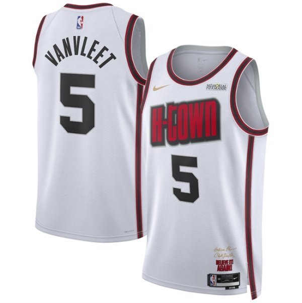 Houston Rockets #5 Fred VanVleet White 202425 City Edition Stitched Jersey