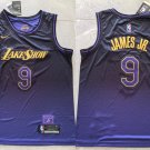 Lakers #9 Bronny James Jr Basketball City Jersey Purple 2024 New