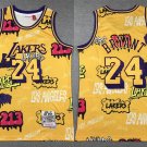 Lakers #24 Kobe Bryant Graffiti Basketball Jersey Gold Scribble