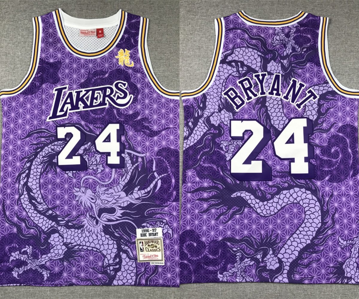 Lakers 24 Kobe Bryant Mitchell & Ness Dragon's Basketball Jersey Purple 2024