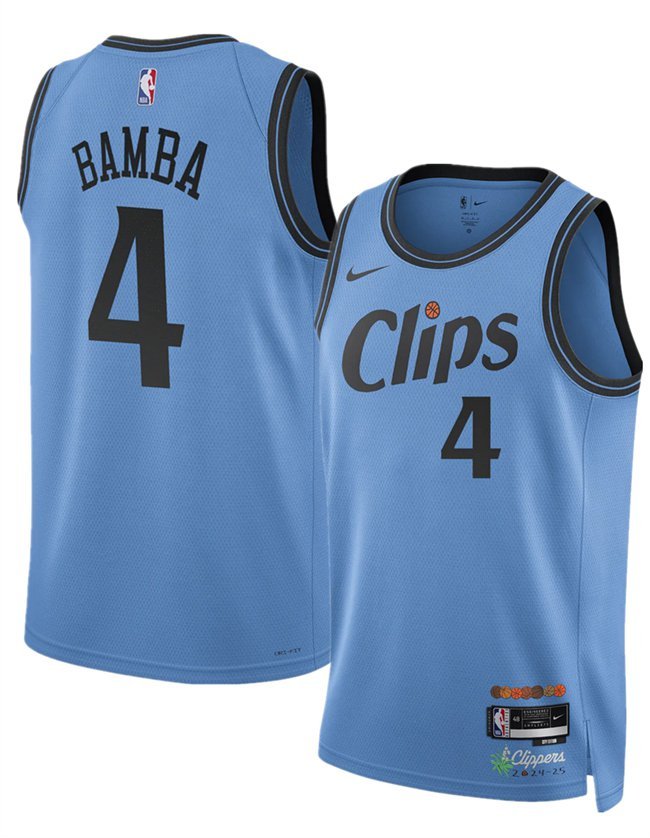 Los Angeles Clippers #4 Mo Bamba Light Blue 202425 CityEdition Stitched Jersey