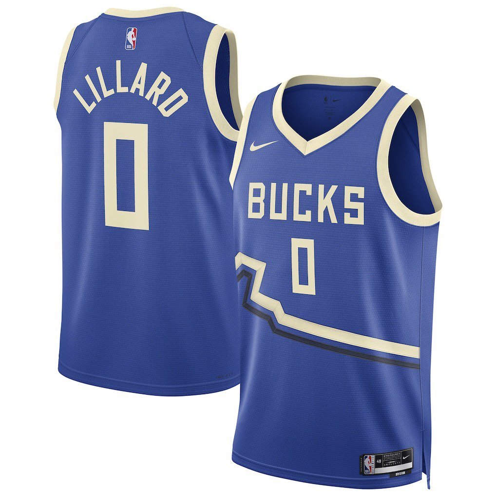 Milwaukee Bucks #0 Damian Lillard Blue 2025 City Edition Swingman Stitched Jersey