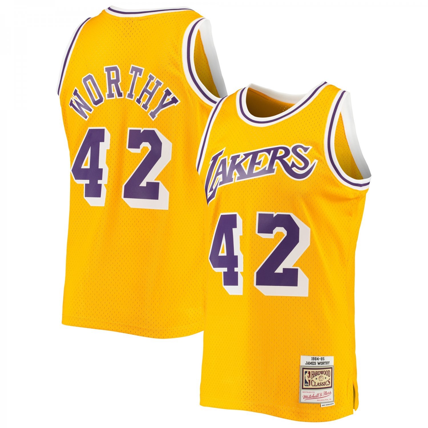 Mitchell & Ness James Worthy Gold Lakers Hardwood Classics Swingman Jersey