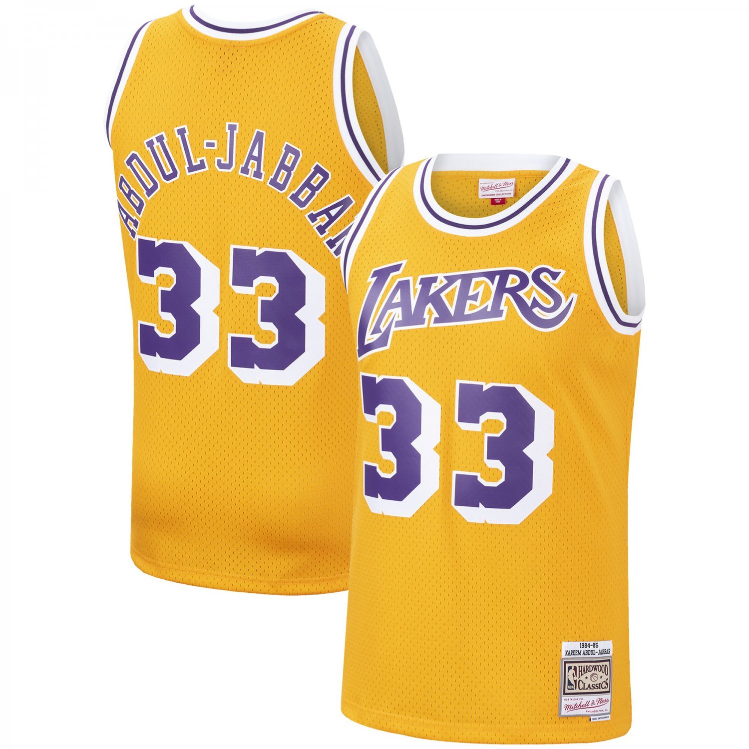 Mitchell & Ness Kareem Abdul-Jabbar Gold Lakers Hardwood Classics Swingman Jersey