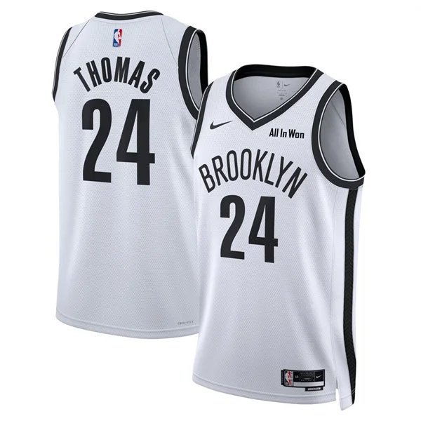 Nets #24 Cam Thomas White Association Edition Basketball Jersey