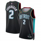 Pistons #2 Cade Cunningham City Edition Jersey Charcoal Gray Black