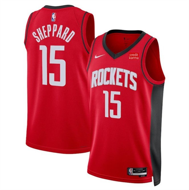 Rockets #15 Reed Sheppard Red 2024 Draft Icon Edition Stitched Jersey
