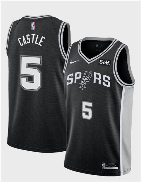 San Antonio Spurs Stephon Castle Black 2024 Draft Icon Edition Basketball Jersey