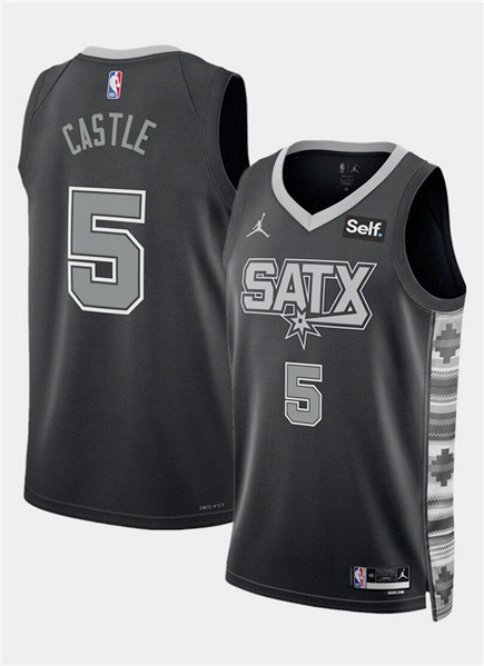 San Antonio Spurs Stephon Castle Black 2024 Draft Statement Edition Jersey