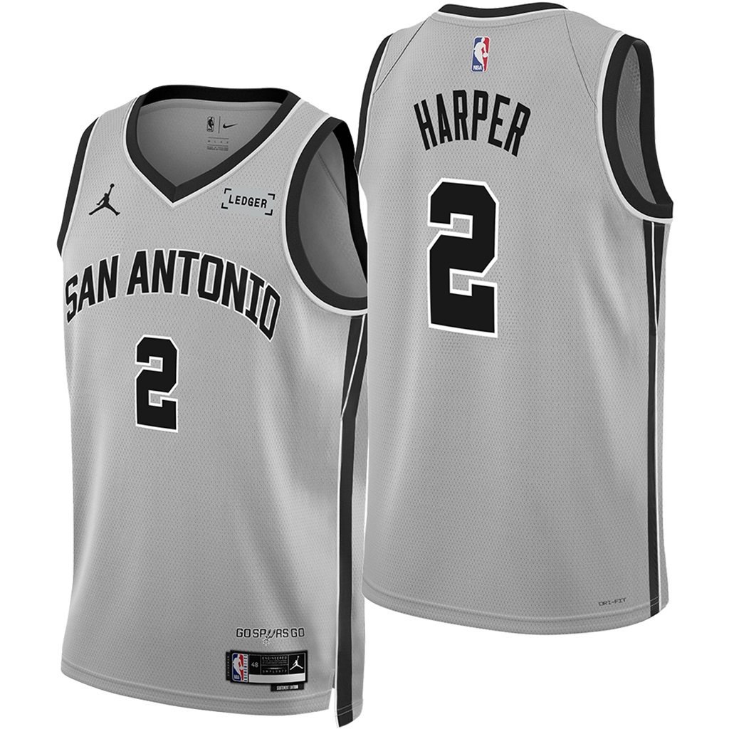 Spurs #2 Dylan Harper Silver 2025 Statement Edition Jersey