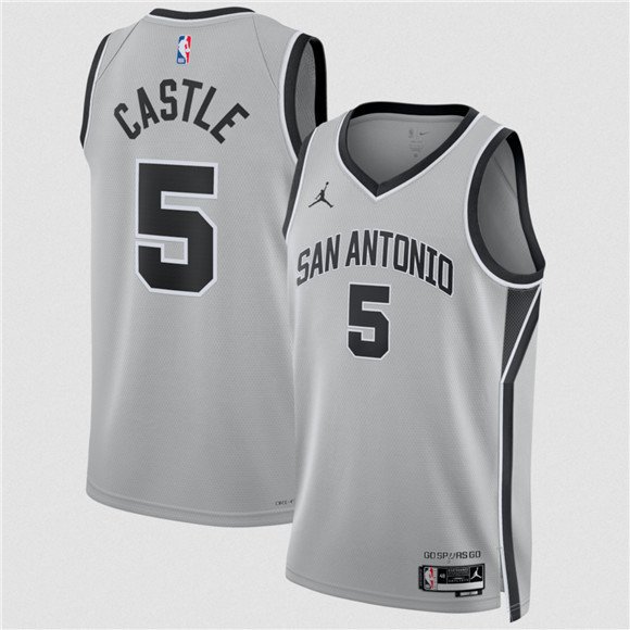 Spurs #5 Stephon Castle Silver 2025 Statement Edition Stitched Jersey