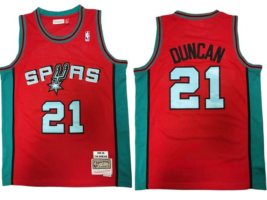 Spurs #21 Tim Duncan Stitched Jersey Red Throwback