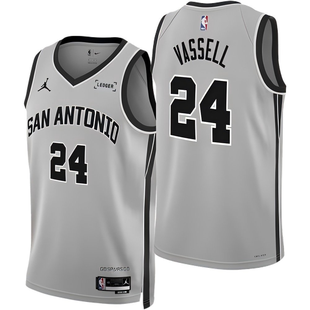 Spurs #24 Devin Vassell Silver Gray 2025 Statement Edition Jersey