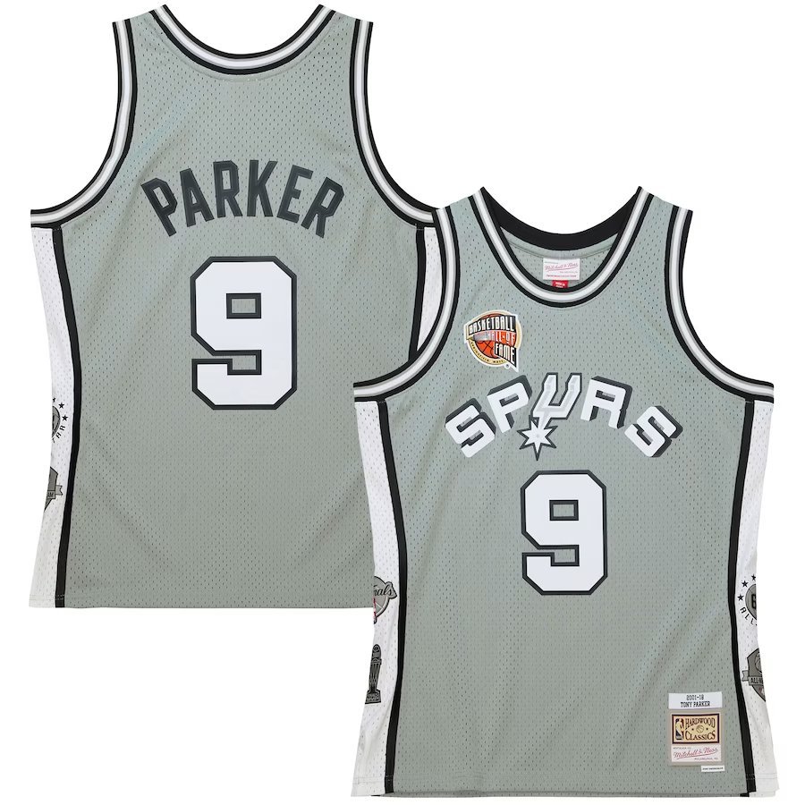 Spurs Tony Parker Mitchell & Ness Gray Hall of Fame Class of 2023 Throwback Swingman Jersey