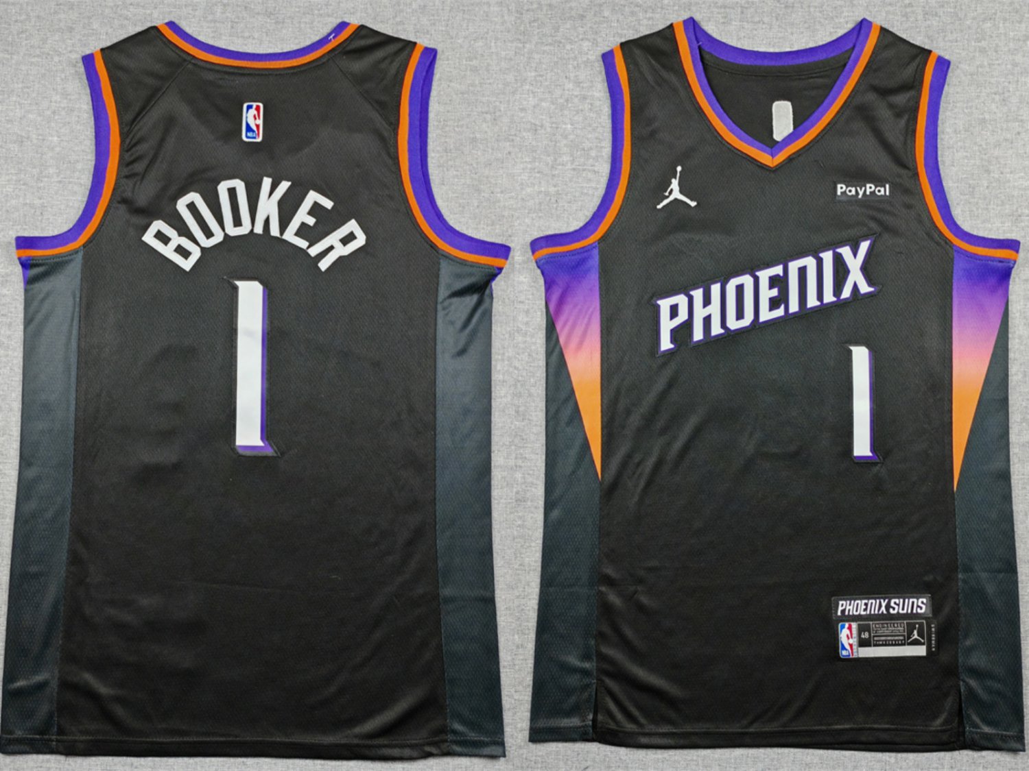 Suns #1 Devin Booker Black 2025 Statement Edition Stitched Jersey