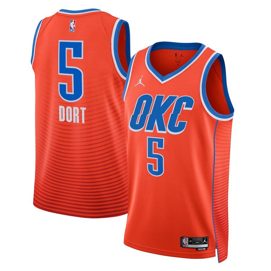 Thunder #5 Luguentz Dort Orange Statement Edition Jersey