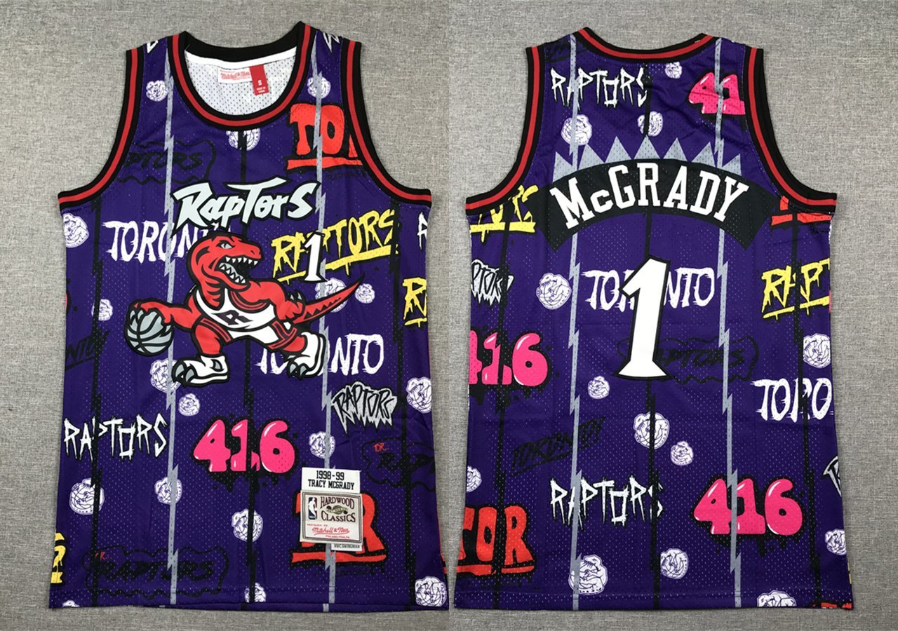 Toronto Raptors Tracy McGrady Graffiti Basketball Jersey Purple