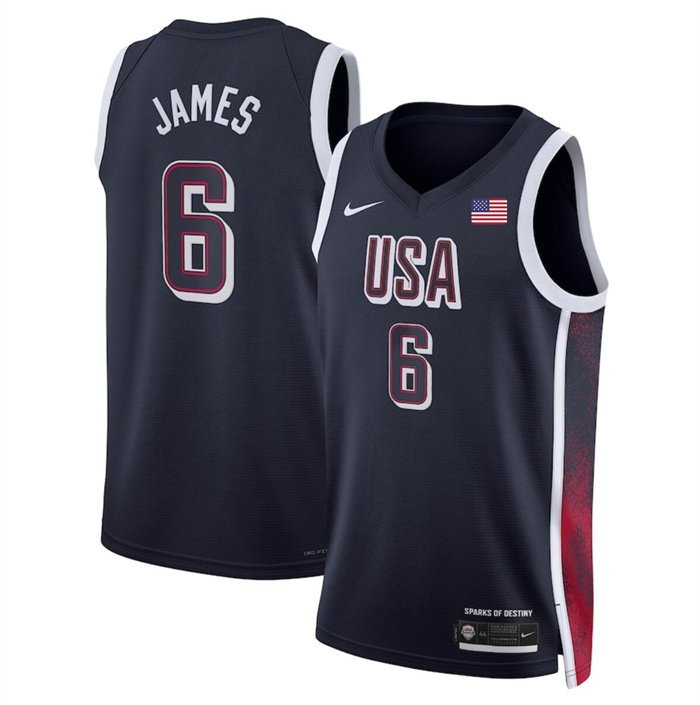 USA LeBron James Navy Blue 2024 Olympics Stitched Basketball Jersey
