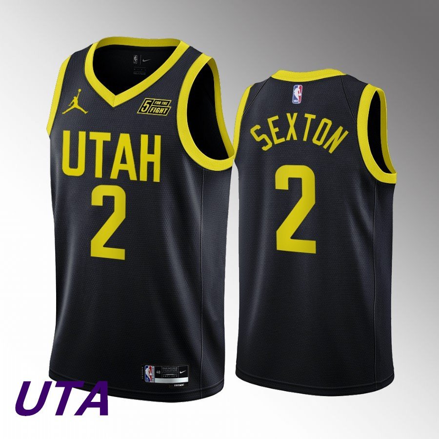 Utah Jazz Collin Sexton Jersey Black 2022-23