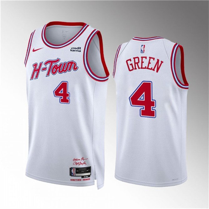 Youth Rockets #4 Jalen Green City Basketball Jersey White