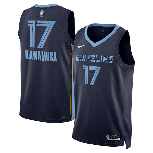 Yuki Kawamura 17 Memphis Grizzlies 2024 Icon Edition Fan Support Team Jersey &acirc;�� Navy