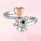 Koala Bear Ring Adjustable Heart and Love Message Cute High Quality Gift