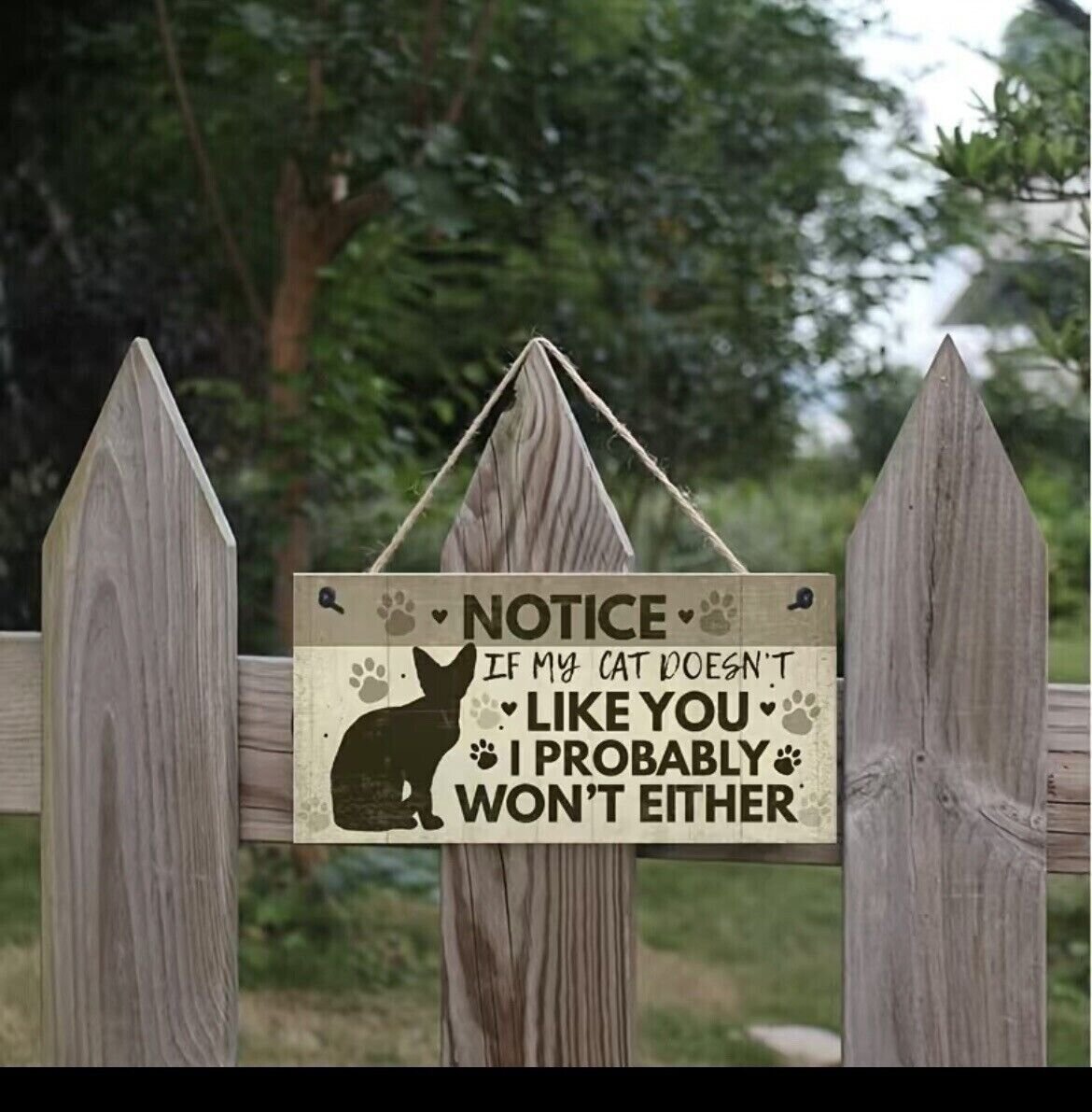 If My Cat Doesn't Like You" Wood Plaque Door Hanger Sign Decor 8"x4